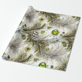 Elegant Groen & Goud Swirled Feathered Kralen Pare Cadeaupapier