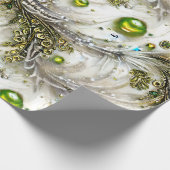 Elegant Groen & Goud Swirled Feathered Kralen Pare Cadeaupapier (Hoek)