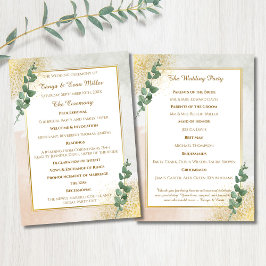 Elegant Groen & Goud Trouwprogramma Menu