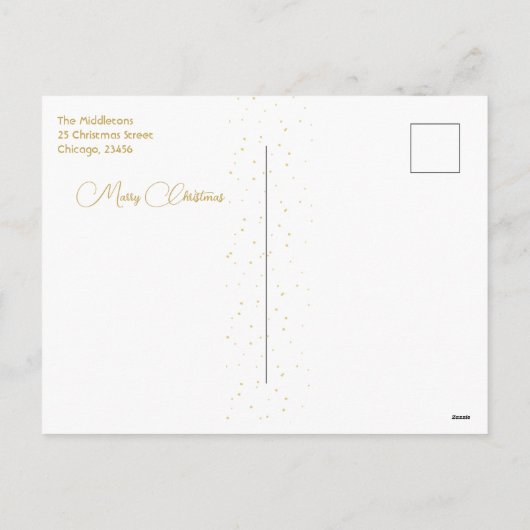 Elegant Groen & Goud Vrolijk Kerstfeest Familiefot Feestdagenkaart (Achterkant)