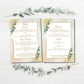 Elegant Groen & Goud Wedding Menu Kaart
