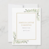 Elegant groen gouden begrafenisfoto bedankkaart (Achterkant)