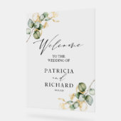 Elegant groen gouden bruiloft welkomstbord acryl bord (Hoek)