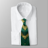 Elegant groen gouden chevron patroon stropdas (Gebonden)