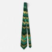 Elegant groen gouden chevron patroon stropdas (Voorkant)