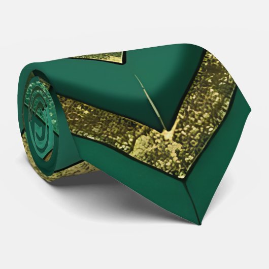 Elegant groen gouden chevron patroon stropdas (Opgerold)