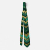 Elegant groen gouden chevron patroon stropdas (Achterkant)