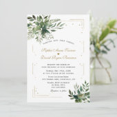 Elegant groen gouden Confetti bruiloft Kaart (Staand voorkant)