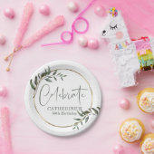 Elegant groen gouden folie vieren script papieren bordje (Feest)