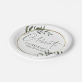 Elegant groen gouden folie vieren script papieren bordje (Gekanteld)