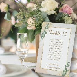 Elegant groen & gouden fototafelnummer voor de bru reclamebord met voetstuk