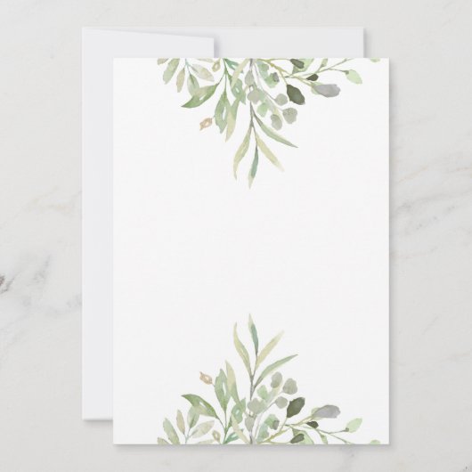 Elegant groen gouden geometrisch schrift bruiloft kaart (Achterkant)