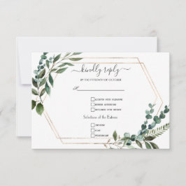 Elegant groen gouden kalligrafie bruiloft RSVP kaartje