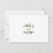 Elegant groen gouden kalligrafie bruiloft RSVP kaartje (Achterkant)