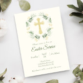 Elegant groen Gouden Kruis Kerk Pasen Service Kaart