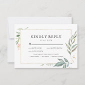 Elegant groen gouden Lijst bruiloft RSVP w/Meal (Voorkant)