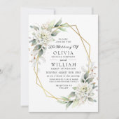 Elegant Groen Gouden Waterverf Groen Bruiloft Kaart (Voorkant)