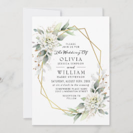 Elegant Groen Gouden Waterverf Groen Bruiloft Kaart