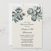 Elegant Groen & Grijs Boeket Bruidsmeisjes Lunchen Kaart (Voorkant)