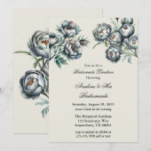 Elegant Groen & Grijs Boeket Bruidsmeisjes Lunchen Kaart (Voorkant / Achterkant)