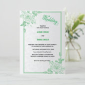 Elegant groen & grijs Classic Script Trouwen Kaart (Staand voorkant)