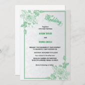 Elegant groen & grijs Classic Script Trouwen Kaart (Voorkant / Achterkant)