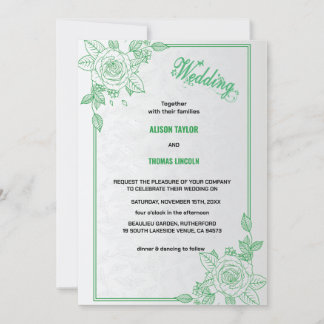 Elegant groen & grijs Classic Script Trouwen Kaart