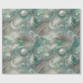 Elegant groen, grijs en wit bloemmotief en versier cadeaupapier (Vlak)