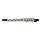 Elegant groen grijs geruit schaakbordpatroon zwarte inkt pen (Bodem)