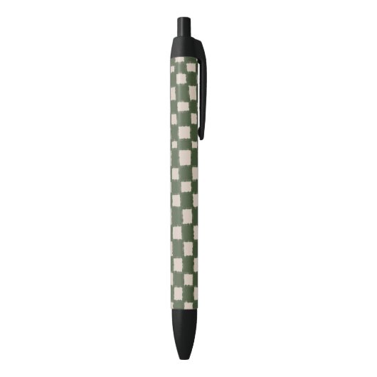 Elegant groen grijs geruit schaakbordpatroon zwarte inkt pen (Achterkant (Verticaal))
