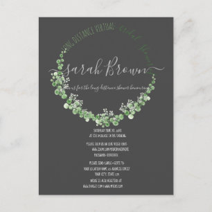 ELEGANT GROEN & GRIJS LOOF VIRTUAL BRUIDSSUITE BRIEFKAART