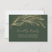 Elegant groen groen goud bruiloft website RSVP kaartje (Voorkant)