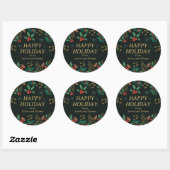 Elegant  groen Happy Holiday Christmas Ronde Sticker (Vel)