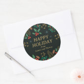 Elegant  groen Happy Holiday Christmas Ronde Sticker (Envelop)
