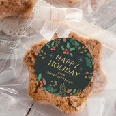 Elegant  groen Happy Holiday Christmas Ronde Sticker