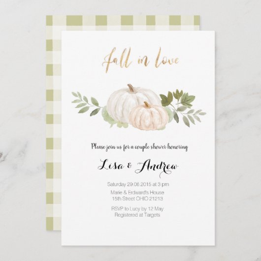 Elegant groen Herfst in liefde koppels Douche Kaart (Voorkant / Achterkant)