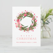 Elegant groen Holly krans Vrolijk kerstfeest Feestdagenkaart (Staand voorkant)