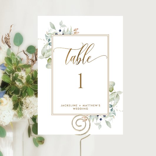 Elegant groen huwelijks tafelnummers, Wit
