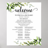 Elegant groen huwelijksceremonieprogramma poster (Voorkant)