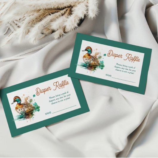 Elegant groen ingelijst Mallard Duck Baby shower s Informatiekaartje