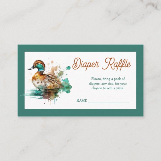 Elegant groen ingelijst Mallard Duck Baby shower s Informatiekaartje (Voorkant)