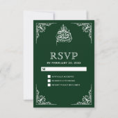 Elegant Groen Islamitisch Moslim Bruiloft RSVP Kaartje (Voorkant)