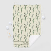 Elegant Groen Ivoor Vrouw Golfer Monogram Golfhanddoek (Insitu)