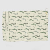 Elegant Groen Ivoor Vrouw Golfer Monogram Golfhanddoek (Horizontaal)