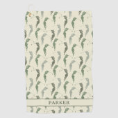Elegant Groen Ivoor Vrouw Golfer Monogram Golfhanddoek (Voorkant)