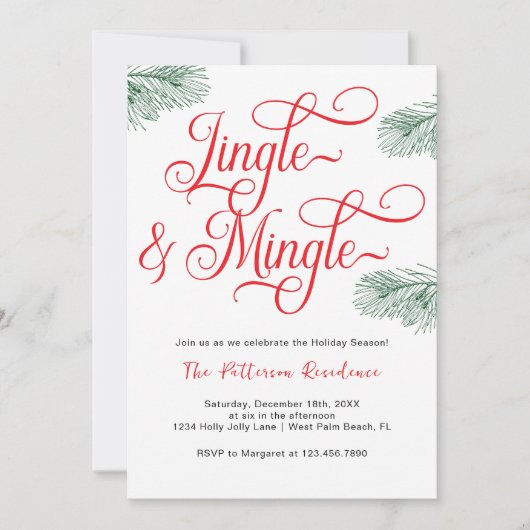 Elegant groen Jingle & Mingle kerstfeest Kaart (Voorkant)