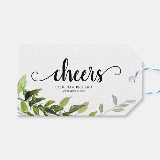 Elegant groen juicht wijnfles Labels Cadeaulabel (Voorkant (Horizontaal))