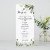 Elegant groen kalligrafie bruiloft programma (Staand voorkant)