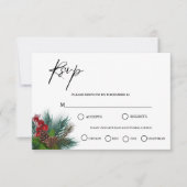 Elegant groen Kerst bruiloft RSVP Kaartje (Voorkant)