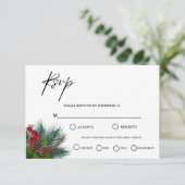 Elegant groen Kerst bruiloft RSVP Kaartje (Staand voorkant)